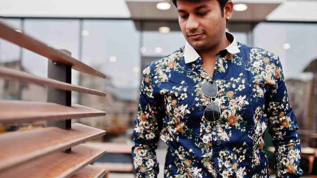 299 Rs Only Flower Style Casual Men Shirt Long Sleeve Thesparkshop.In